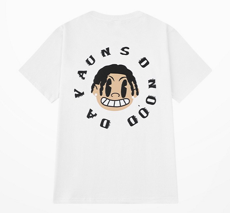 Hip hop circle logo & boy print short-sleeved T-shirt ユニ