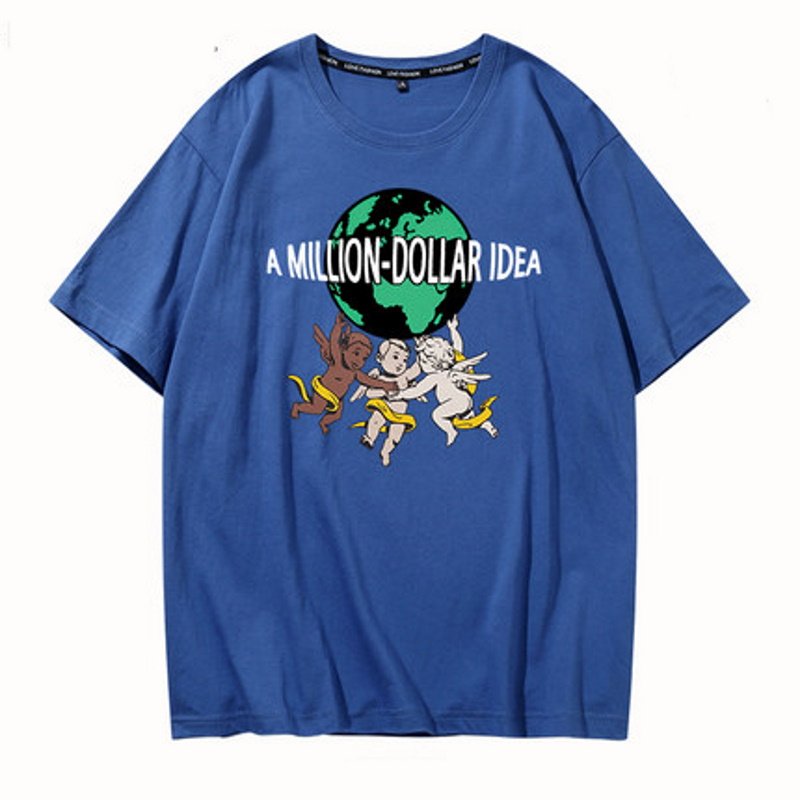 画像7: Angel print short-sleeved T-shirt  ユニセックス 男女兼用ヒップホップエンジェルプリント半袖Tシャツ (7)