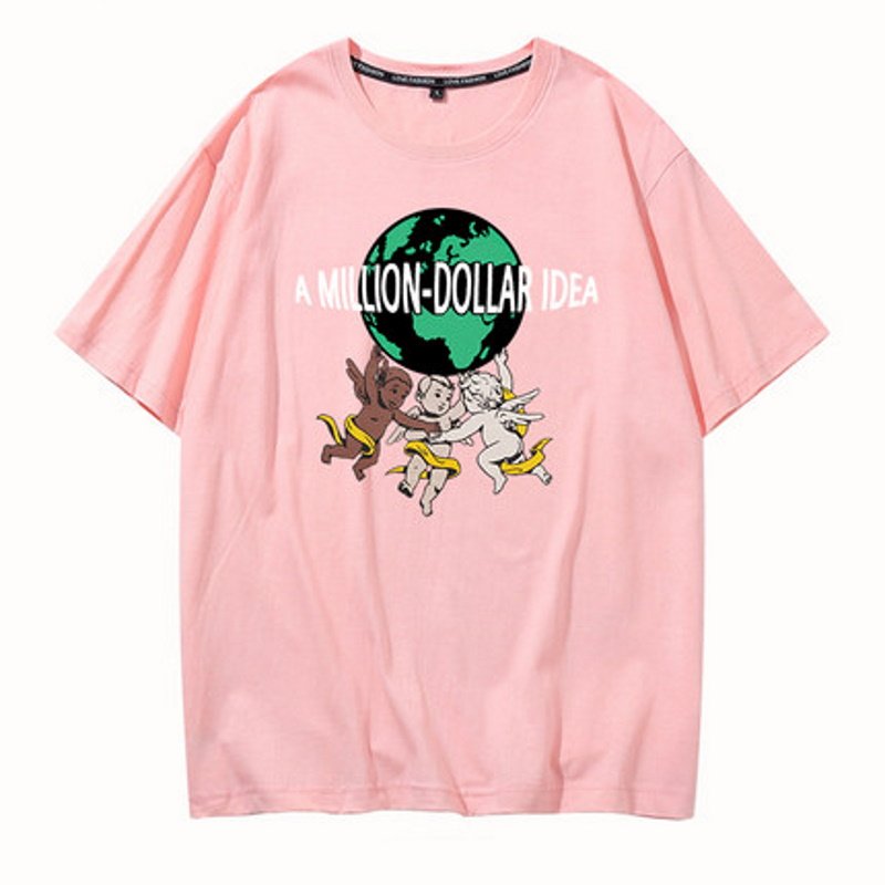 画像6: Angel print short-sleeved T-shirt  ユニセックス 男女兼用ヒップホップエンジェルプリント半袖Tシャツ (6)