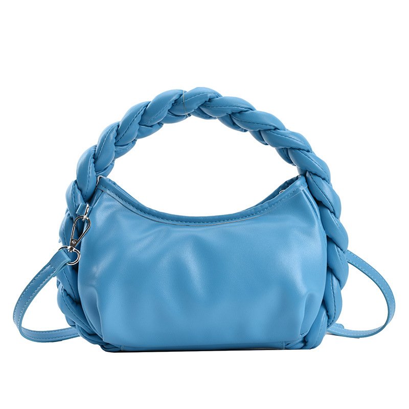 画像3: Handheld One Shoulder Small Woven Messenger Bag shoulder tote bag レザーウーブンハンドヘルドワンショルダースモールトートショルダーバッグ (3)