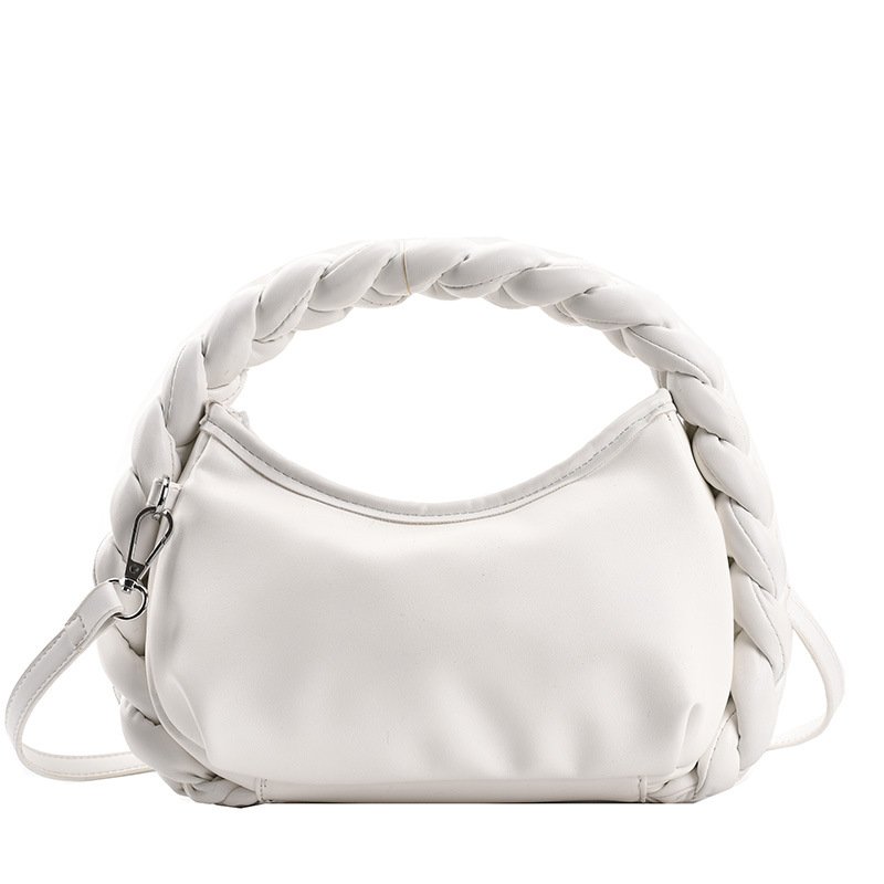 画像2: Handheld One Shoulder Small Woven Messenger Bag shoulder tote bag レザーウーブンハンドヘルドワンショルダースモールトートショルダーバッグ (2)