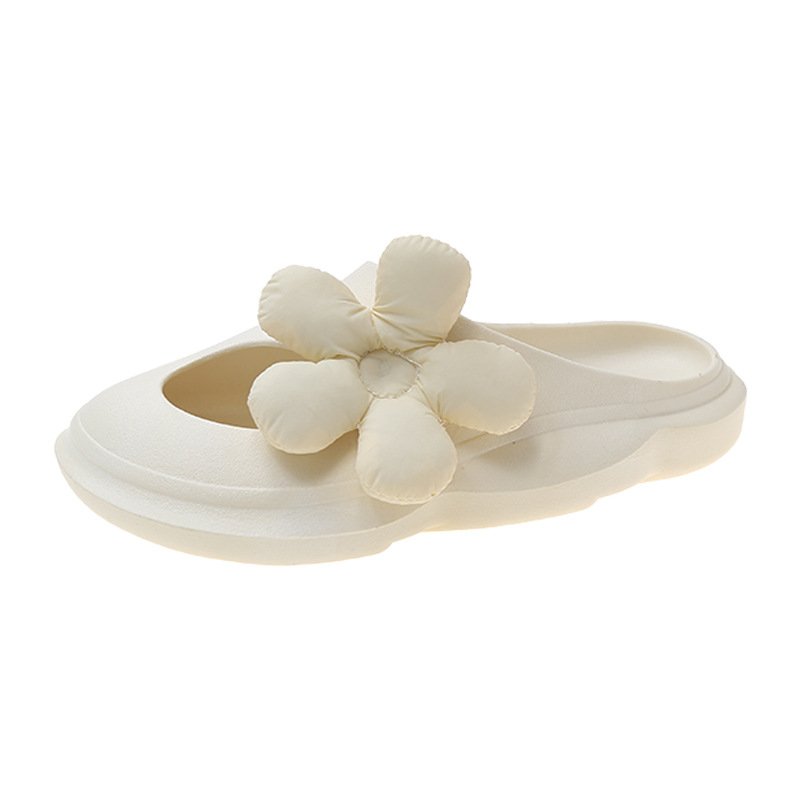 画像3: down flowers Flat bottom Platform Half slippers flip flops soft bottom sandals slippers  ダウンフラワー付きプラットフォーム フリップフロップ  シャワー ビーチ サンダル  (3)