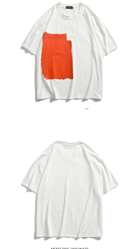 画像3: simple color block graffiti printing short Sleeve t-shirt ユニセックス 男女兼用シンプルカラーブロックグラフィティプリントTシャツ (3)