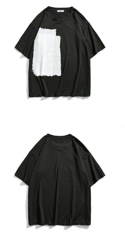 画像4: simple color block graffiti printing short Sleeve t-shirt ユニセックス 男女兼用シンプルカラーブロックグラフィティプリントTシャツ (4)