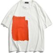 画像1: simple color block graffiti printing short Sleeve t-shirt　ユニセックス 男女兼用シンプルカラーブロックグラフィティプリントTシャツ (1)