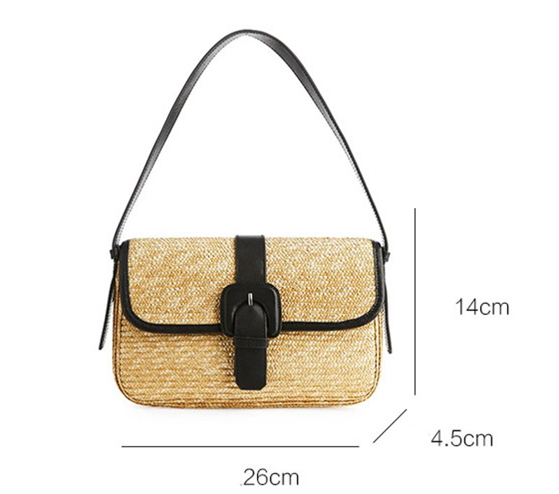 画像5: French design underarm straw bag  フレンチスタイルアンダーアームストローかご籠バッグ トートショルダーバッグ (5)