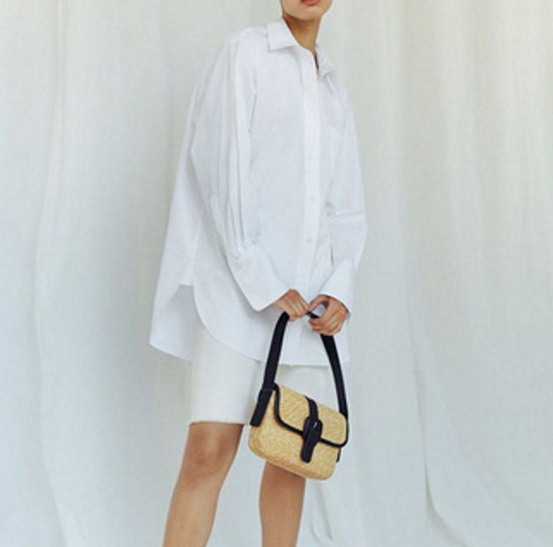 画像4: French design underarm straw bag  フレンチスタイルアンダーアームストローかご籠バッグ トートショルダーバッグ (4)