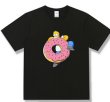画像1: Homer Simpson & Donuts printing short Sleeve t-shirt　ユニセックス 男女兼用ホーマーシンプソン&ドーナツプリントTシャツ (1)