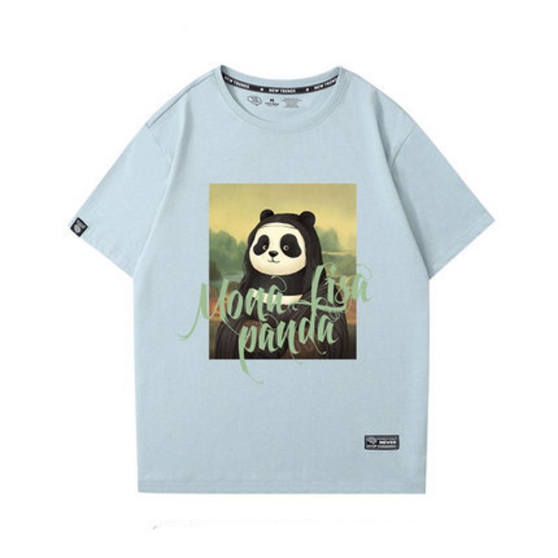 画像4: Spoofing Mona Lisa Panda printing short Sleeve t-shirt ユニセックス 男女兼用なりすましモナリザパンダプリントTシャツ (4)