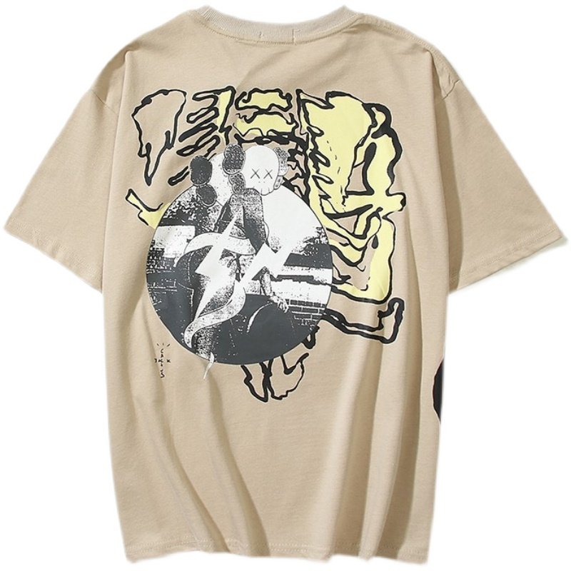 画像4: TRAVIS SCOTT × KAWS lightning joint round neck short Sleeve t-shirt　ユニセックス 男女兼用スコット×カウズTシャツ (4)