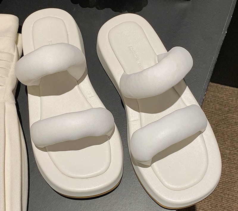 画像6: sponge cake bottom leather fairy flip-flops sandals slippers  プラットフォーム スポンジケーキフリップフロップ サンダル  (6)