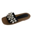 画像2:  Flat leather pearl sandals slippers　 フラットレザーパールサンダル スリッパ  (2)