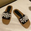 画像7:  Flat leather pearl sandals slippers　 フラットレザーパールサンダル スリッパ  (7)