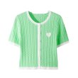 画像1: Heart Knit Cardigan ハート付き 半袖 カーディガン セーター (1)