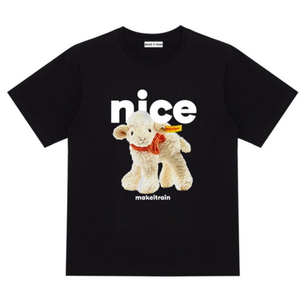 画像1: Fun doll lamb print t-shirts  ユニセックス 男女兼用 ドールラム羊プリントTシャツ (1)
