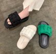 画像4: Down crochet soft bottom flat sandals slippers　 フラットダウン編み込みサンダル スリッパ  (4)