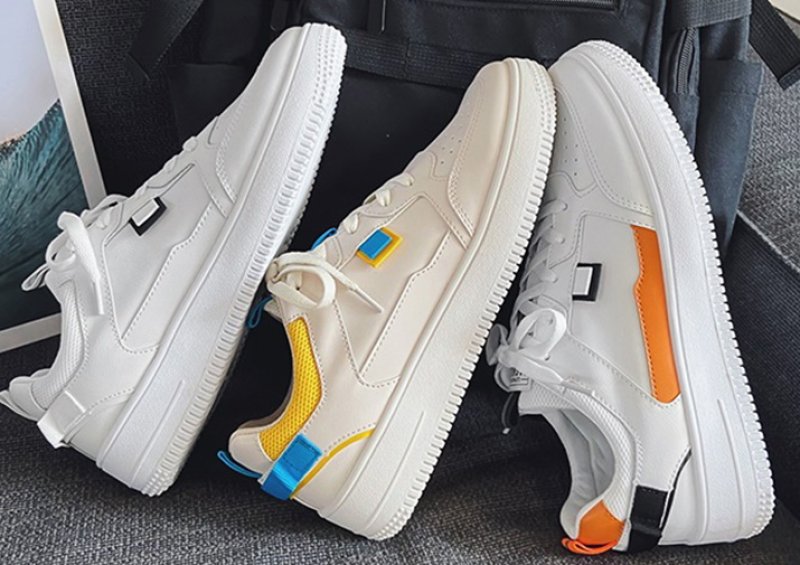 画像2: all-match leather sneakers   レザーポイントカラーレースアッープ スニーカー (2)
