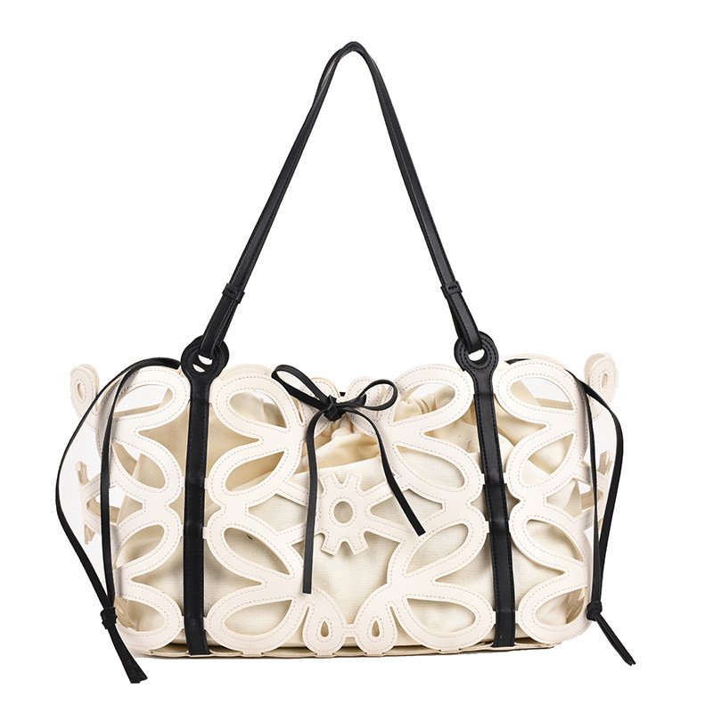 画像2: large-capacity hollow letter anagram shoulder tote shoulder bag  レザーアナグラム トートショルダーバッグ (2)