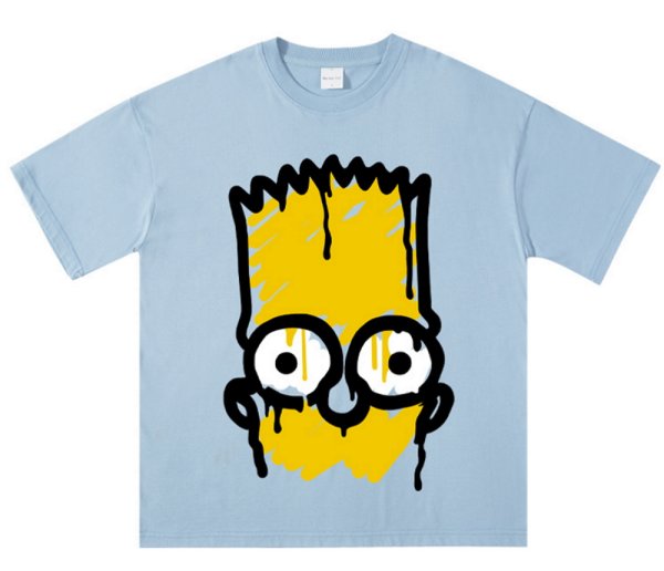 画像1: graffiti Simpson big head Print t-shirts  　ユニセックス 男女兼用ビッグヘッドシンプソングラフィックプリントTシャツ (1)