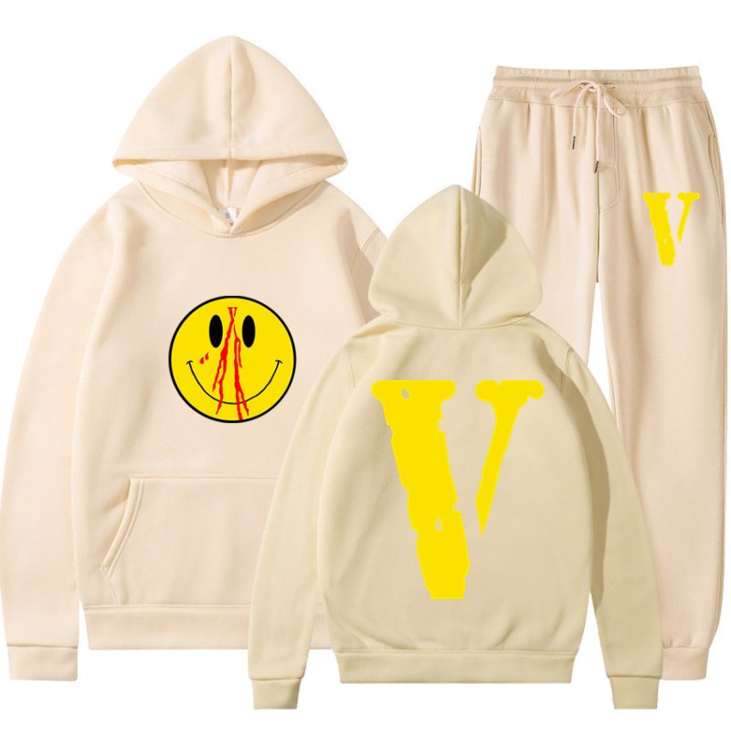 画像2: Mens Womens Big V Print Smiley setup Hoodie and Pants Set  ユニセックス男女兼用ビッグV&スマイリープリント セットアップ スウェットフーディ&パンツセット (2)