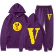 画像9: SALE セール Mens Womens Big V Print Smiley setup Hoodie and Pants Set 　ユニセックス男女兼用ビッグV&スマイリープリント セットアップ スウェットフーディ＆パンツセット (9)