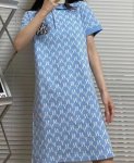 画像7:  Women's MLB NYfemale lapel full printed POLO skirt  dress  ラペルモノグラムフルプリントポロ半袖 スウェットワンピース ドレス (7)