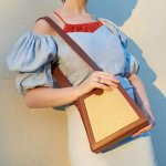 画像2: Western style one-shoulder diagonal bag shoulder tote bag　 ウエスかごタンスタイル籠かごトートショルダーバッグ (2)