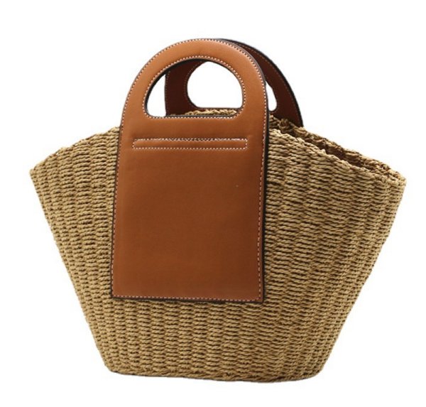 画像1: woven cabbage basket bag  tote bag　 キャベツバスケット籠かごトートバッグ ビーチバッグ (1)