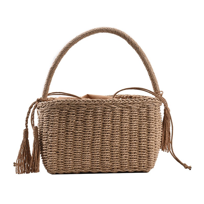 画像2: Square straw bag  one handle bag  tote bag  スクエア籠かごワンハンドルトートショルダーバッグ (2)