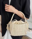 画像10: Square straw bag  one handle bag  tote bag　 スクエア籠かごワンハンドルトートショルダーバッグ (10)