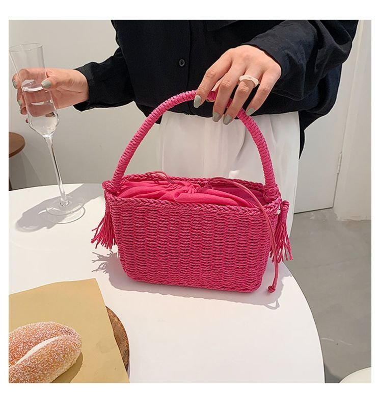 画像6: Square straw bag  one handle bag  tote bag  スクエア籠かごワンハンドルトートショルダーバッグ (6)