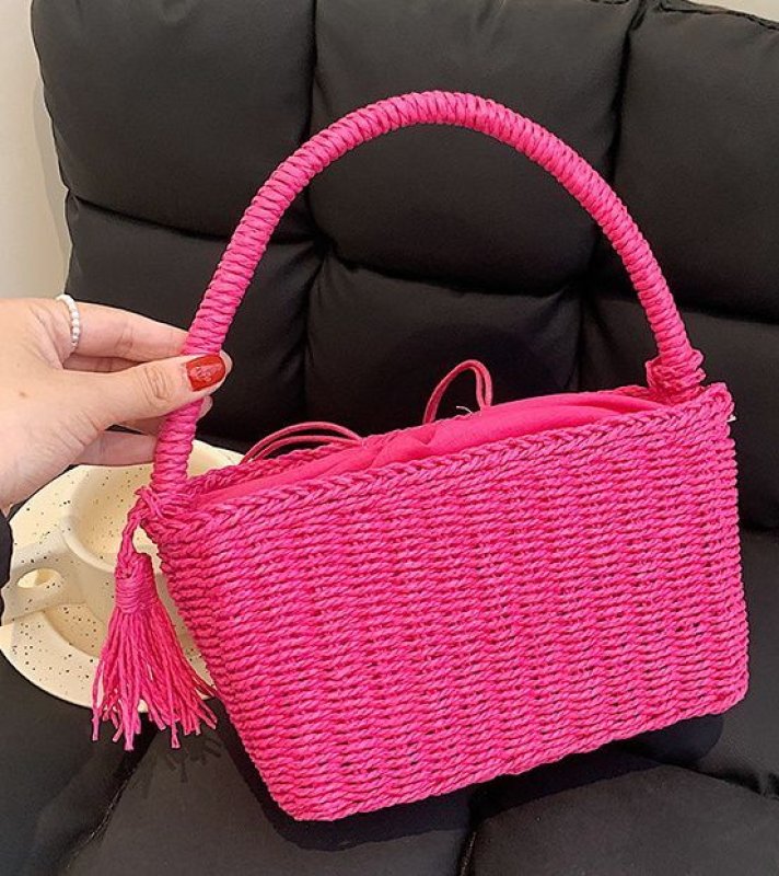 画像3: Square straw bag  one handle bag  tote bag  スクエア籠かごワンハンドルトートショルダーバッグ (3)