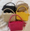 画像7: Square straw bag  one handle bag  tote bag　 スクエア籠かごワンハンドルトートショルダーバッグ (7)