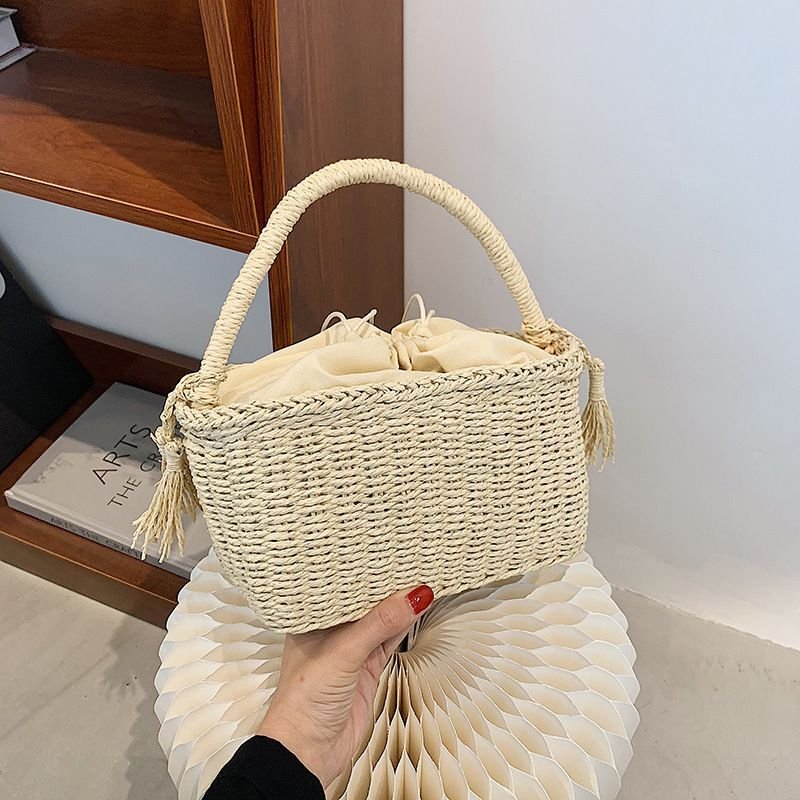 画像11: Square straw bag  one handle bag  tote bag  スクエア籠かごワンハンドルトートショルダーバッグ (11)