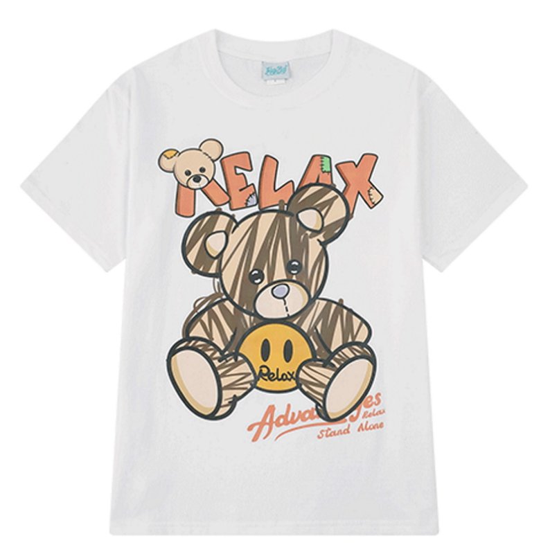 画像2: loose bear t-shirt 5 points sleeve t-shirts   ユニセックス 男女兼用リラックスベア 熊プリントTシャツ (2)