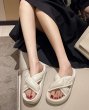 画像3: Flat leather Velcro bread cross open toe sandals slippers  　フラットレザーベルクロクロスオープントゥサンダル スリッパ    (3)