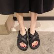 画像5: Flat leather Velcro bread cross open toe sandals slippers  　フラットレザーベルクロクロスオープントゥサンダル スリッパ    (5)