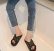 画像4: Flat leather Velcro bread cross open toe sandals slippers  　フラットレザーベルクロクロスオープントゥサンダル スリッパ    (4)