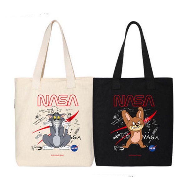 画像1: NASA x Tom and Jerry Canvas Tote Eco Bag 　NASA×トムとジェリーナサ×トム＆ジェリーキャンバストートエコバッグ (1)