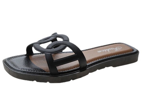 画像1: Flat leather sandals slippers  　フラットレザーサンダル スリッパ    (1)