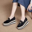 画像2: women's all-match striped lace-up platform wedge heel British shoes Pumps　レースアップ 厚底プラットフォームブリティッシュオックスフォードシューズ パンプス　 (2)