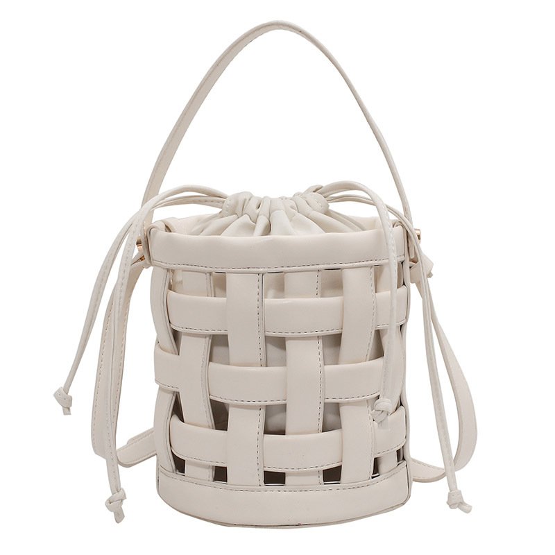 画像2: Woven bucket bagTote shoulder Bag 　編み込みレザーバケットショルダートートバッグ (2)