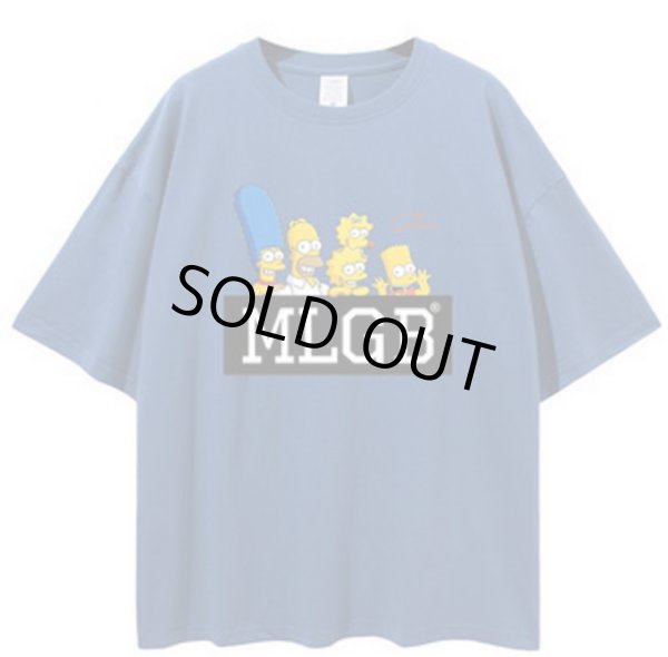 画像1: The Simpsons Family printing t-shirts  　ユニセックス 男女兼用ボックスロゴ&シンプソンファミリープリントTシャツ (1)