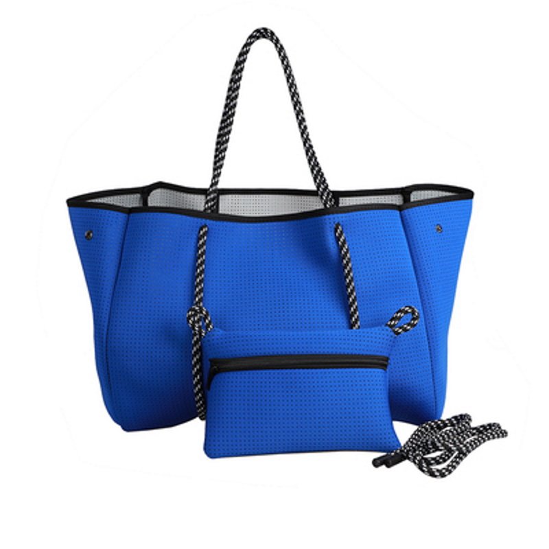 画像3: Wet material Punched Neoprene Tote shoulder Bag  ウエットネオプレーンショルダートートバッグ ママバッグ (3)