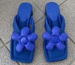 画像2: Down flowerdrag thick heels sandal slippers　ローヒールダウンフラワー付きトングサンダルスリッパ    (2)