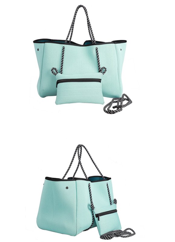 画像15: Wet material Punched Neoprene Tote shoulder Bag  ウエットネオプレーンショルダートートバッグ ママバッグ (15)