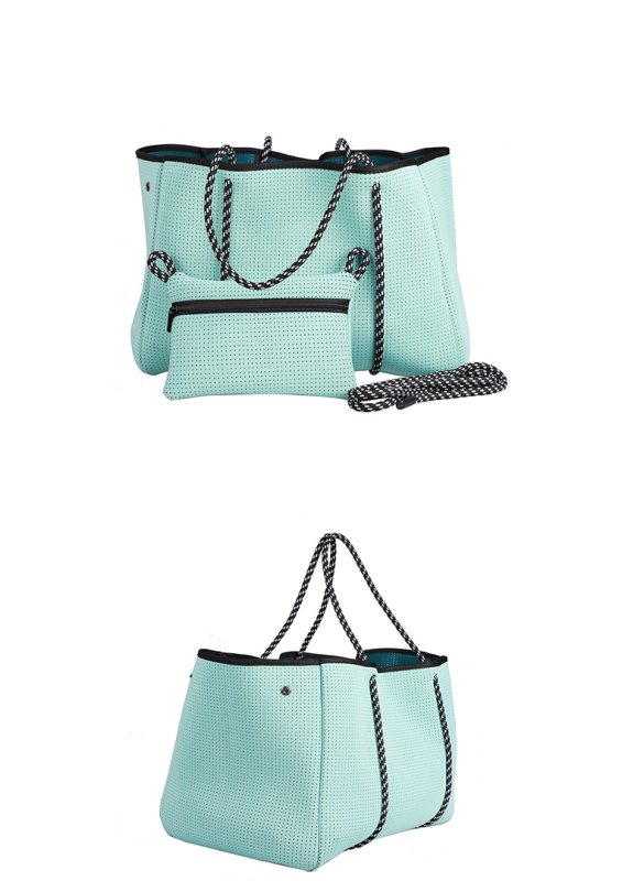 画像14: Wet material Punched Neoprene Tote shoulder Bag  ウエットネオプレーンショルダートートバッグ ママバッグ (14)