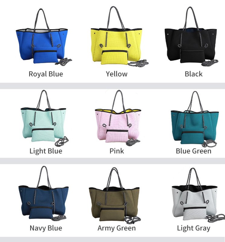 画像10: Wet material Punched Neoprene Tote shoulder Bag  ウエットネオプレーンショルダートートバッグ ママバッグ (10)