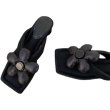 画像11: Down flowerdrag thick heels sandal slippers　ローヒールダウンフラワー付きトングサンダルスリッパ    (11)