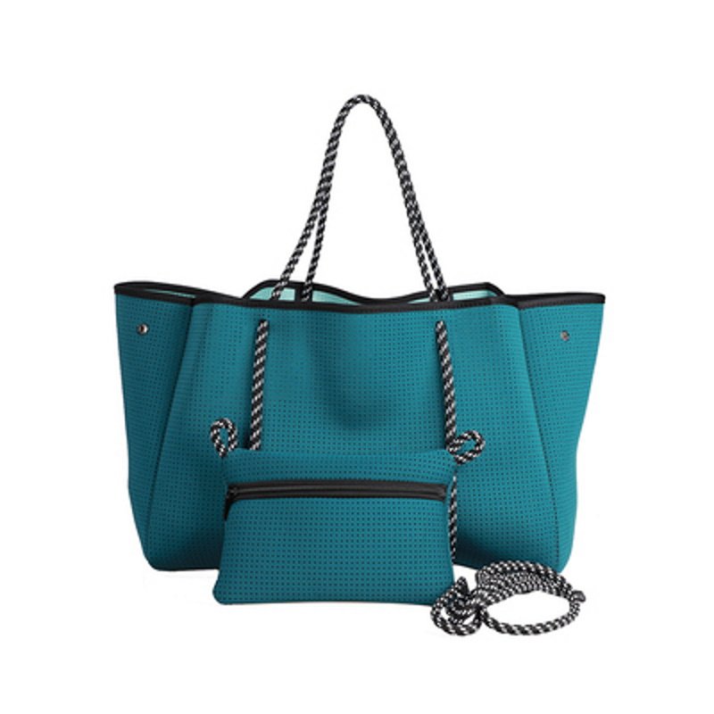 画像6: Wet material Punched Neoprene Tote shoulder Bag  ウエットネオプレーンショルダートートバッグ ママバッグ (6)